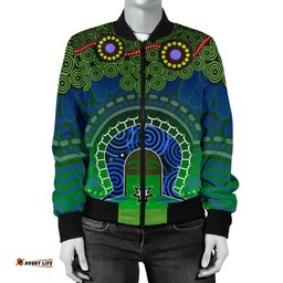 Torres Strait Women's Bomber Jacket - Dhari And Dot Patterns