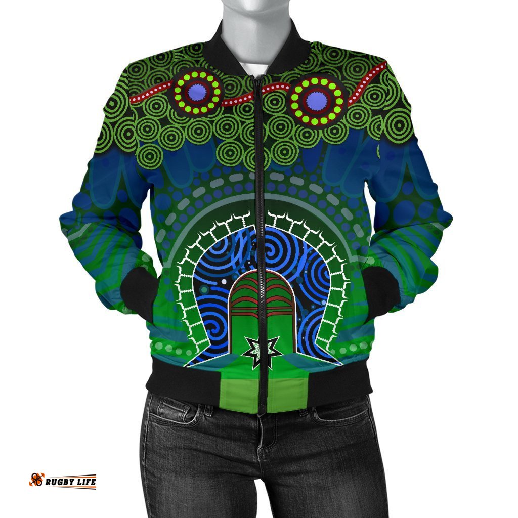 Torres Strait Women's Bomber Jacket - Dhari And Dot Patterns