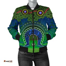 Torres Strait Women's Bomber Jacket - Dhari And Dot Patterns