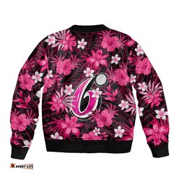 Australian Sixers Cricket Bomber Jacket Baeuty Pacific Hibiscus and Polynesian Pattern
