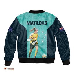 Australia Soccer Bomber Jacket Ellie Carpenter Matildas - Turquoise