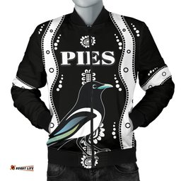 Collingwood Bomber Jacket For Men Pies Indigenous - Black