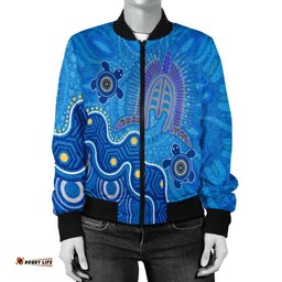 Torres Strait Women's Bomber Jacket - Dhari And Turtle