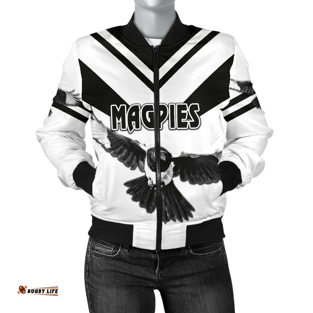 Western Suburbs Magpies Women's Bomber Jacket Original Style - White