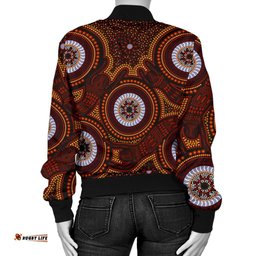 Aboriginal Women's Bomber Jacket - Aboriginal Human Dot Painting Art