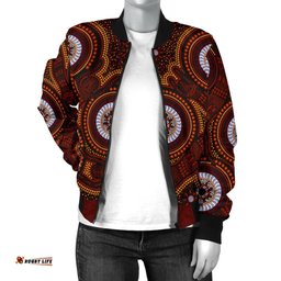 Aboriginal Women's Bomber Jacket - Aboriginal Human Dot Painting Art
