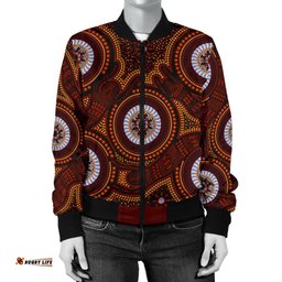 Aboriginal Women's Bomber Jacket - Aboriginal Human Dot Painting Art