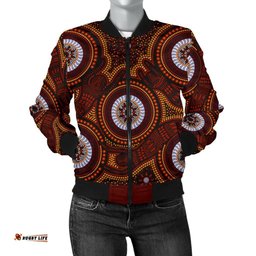 Aboriginal Women's Bomber Jacket - Aboriginal Human Dot Painting Art