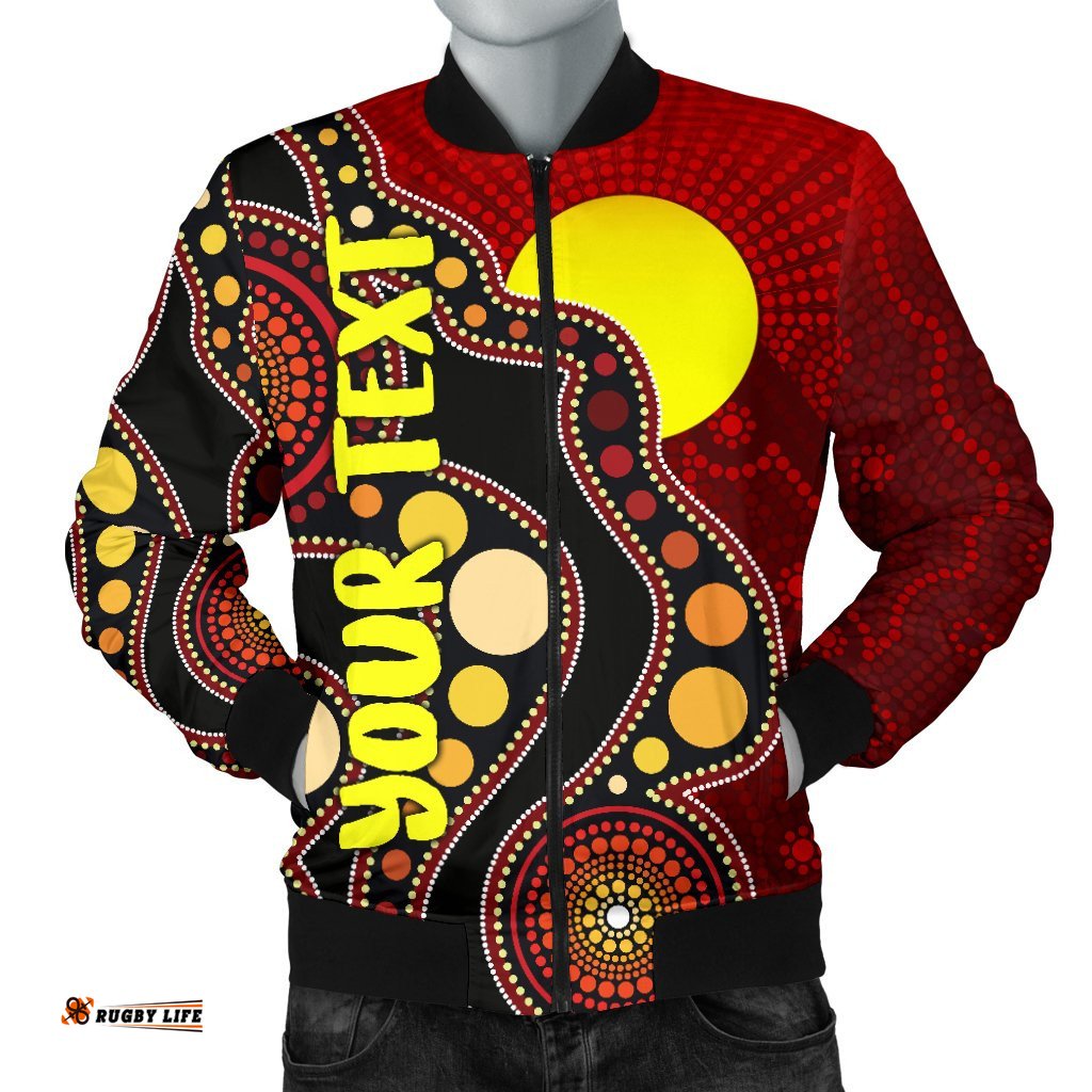 Custom Men's Bomber Jacket Australia Aboriginal Lives Matter Flag