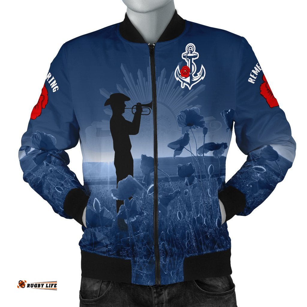 Australia Navy Anzac Men's Bomber Jacket - Remembering Our Heroes