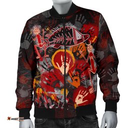 Aboriginal Men's Bomber Jacket - Indigenous Fish Hand Art
