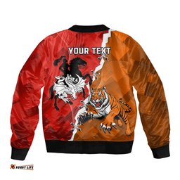 Personalised Dragons And Tigers Rugby Bomber Jacket Sporty Style