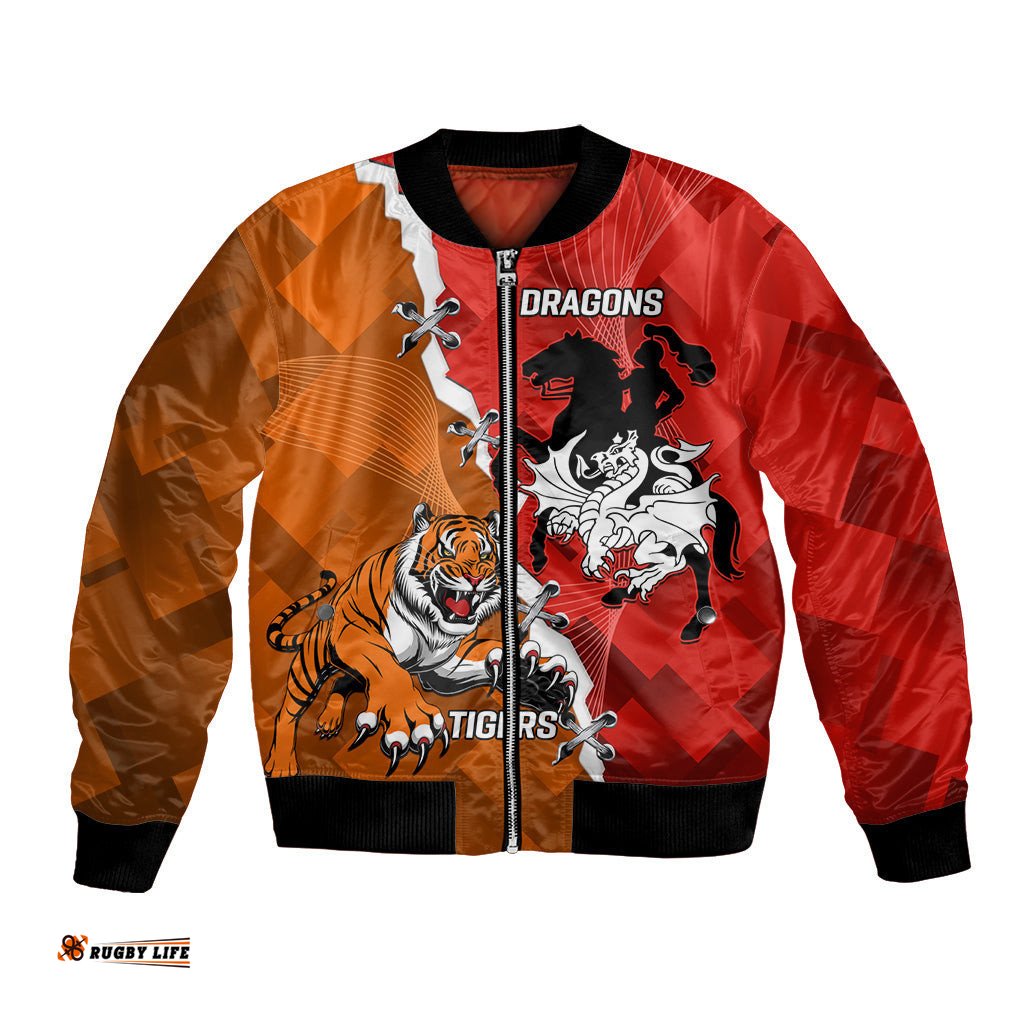 Personalised Dragons And Tigers Rugby Bomber Jacket Sporty Style