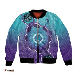 Australia Indigenous Bomber Jacket Suicide Prevention Month Ribbon Aboriginal Art
