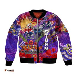 Personalised Australia Rugby Storm ANZAC Bomber Jacket Melbourne Scratch Style