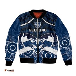 Geelong Football Bomber Jacket Go Cats Aboriginal Mix Polynesian Pattern