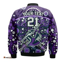 Custom Personalised Storm Rugby Bomber Jacket Melbourne Boomerang Indigenous Dots