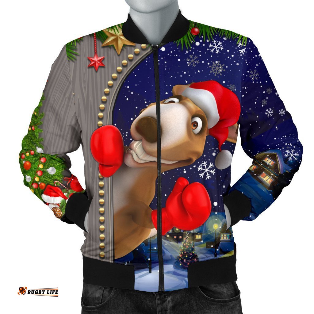 Christmas Men's Bomber Jacket - Funny Kangaroo Christmas-