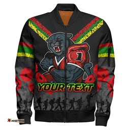 Panthers Rugby Bomber Jacket - Custom Anzac Day Panthers Bomber Jacket RLT13