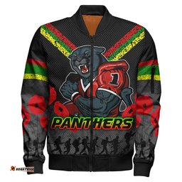 Panthers Rugby Bomber Jacket - Custom Anzac Day Panthers Bomber Jacket RLT13
