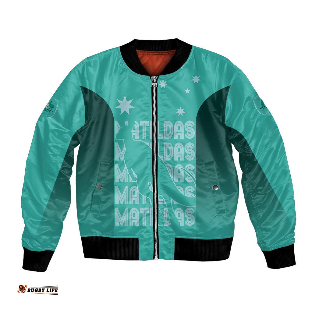 Australia Soccer Matildas Custom Bomber Jacket Turquoise Basic Gradient