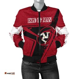 Custom Text Isle Of Man Rugby Personalised Women's Bomber Jacket - Isle Of Man Rugby