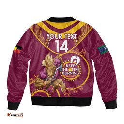 Custom NRL Broncos NAIDOC Week Bomber Jacket Keep The Fire Burning Indigenous Art