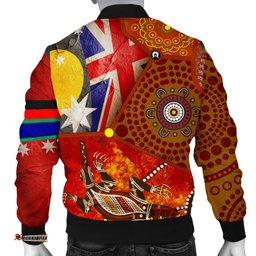 Bomber Jacket - Aboriginal Dot Painting & Flags, Crocodile