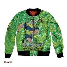 Personalised Raiders NAIDOC Week 2024 Bomber Jacket Aboriginal Fire Burning Sparks