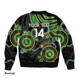 Custom Matildas NAIDOC Week Bomber Jacket Australia Kangaroo Keep The Fire Burning - Black