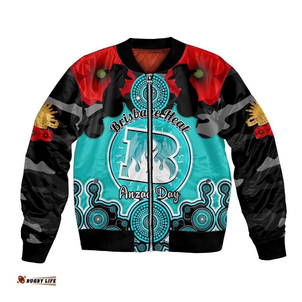 Brisbane Heat ANZAC 2024 Bomber Jacket Lest We Forget Poppy Mix Camouflage