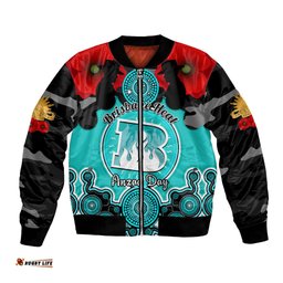 Brisbane Heat ANZAC 2024 Bomber Jacket Lest We Forget Poppy Mix Camouflage