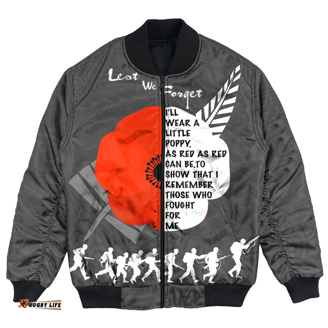 Custom New Zealand Anzac Red Poopy Bomber Jacket
