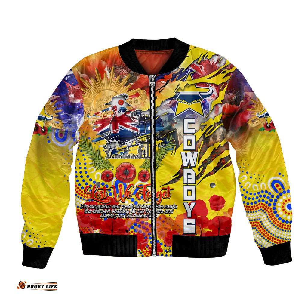 Personalised Australia Rugby Cowboys ANZAC Bomber Jacket North Queensland Scratch Style