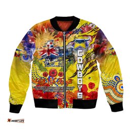 Personalised Australia Rugby Cowboys ANZAC Bomber Jacket North Queensland Scratch Style