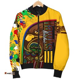 Custom Personalised Pride Hawks Men's Bomber Jacket Hawthorn Naidoc Week Aboriginal Version Special