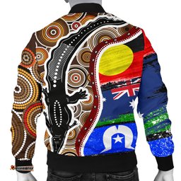 Men's Bomber Jacket - Australian Aboriginal Crocodile With NAIDOC Flags