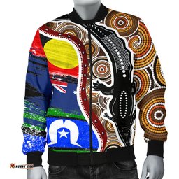 Men's Bomber Jacket - Australian Aboriginal Crocodile With NAIDOC Flags