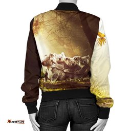 Women's Bomber Jacket - Koala Family Landscape Art