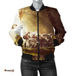 Women's Bomber Jacket - Koala Family Landscape Art