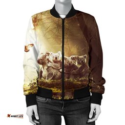 Women's Bomber Jacket - Koala Family Landscape Art