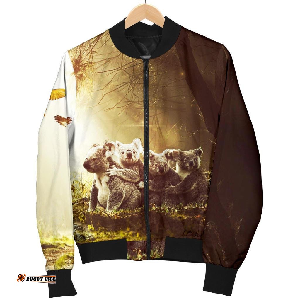 Women's Bomber Jacket - Koala Family Landscape Art