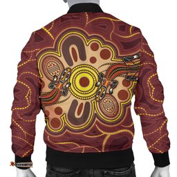Aboriginal Men's Bomber Jacket, Indigenous Lizard Dot Painting Art