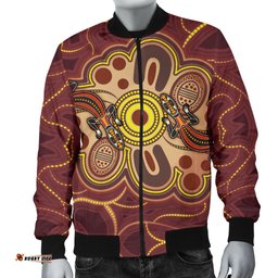 Aboriginal Men's Bomber Jacket, Indigenous Lizard Dot Painting Art