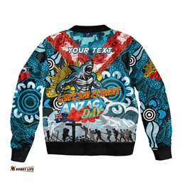 Personalised Sharks ANZAC Day Bomber Jacket Aboriginal Rising Sun