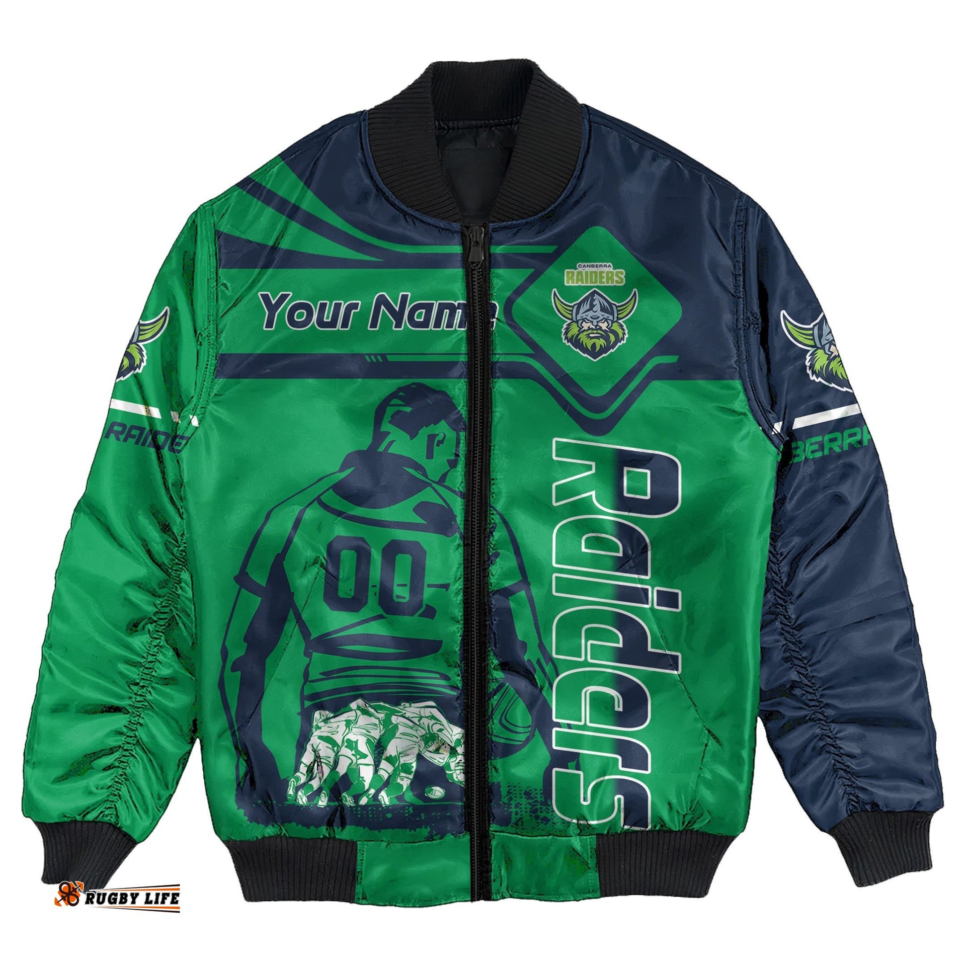 Canberra Raiders Bomber Jacket Personalized Pentagon Style- NRL