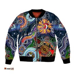 Personalised Roosters NAIDOC Week 2024 Bomber Jacket Australia Aboriginal Dot Painting