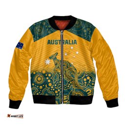 Custom Australia Rugby Bomber Jacket Wallabies Aboriginal Pattern