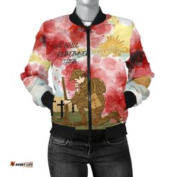 Anzac Day Women's Bomber Jacket - We Will Remember Them