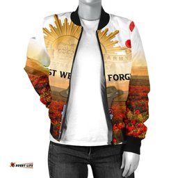 Anzac Day Women's Bomber Jacket - We Will Remember Them